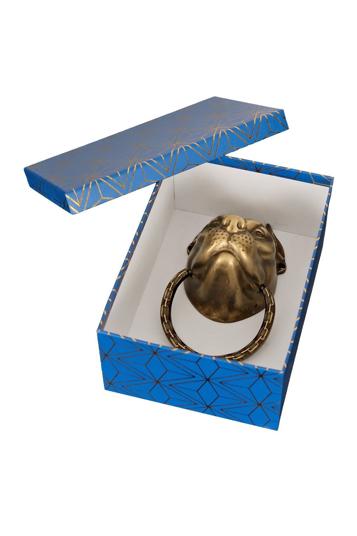 Pitbull Dog Head Brass Door Knocker – Medium