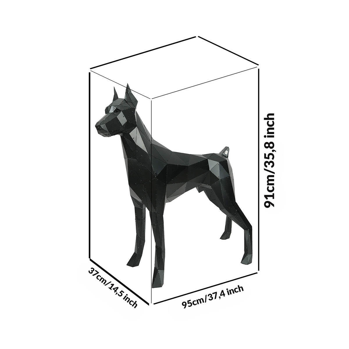Standing Doberman — Medium Matte Black Metal Floor Sculpture