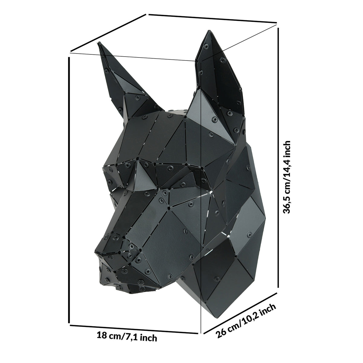 Doberman Head — Small Size Matte Black Metal Wall Sculpture