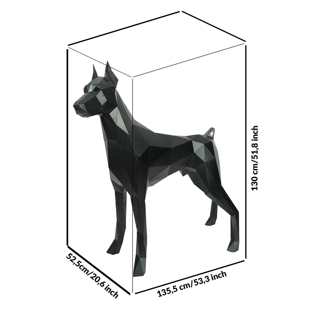 Standing Doberman — Large Matte Black Metal Floor Sculpture