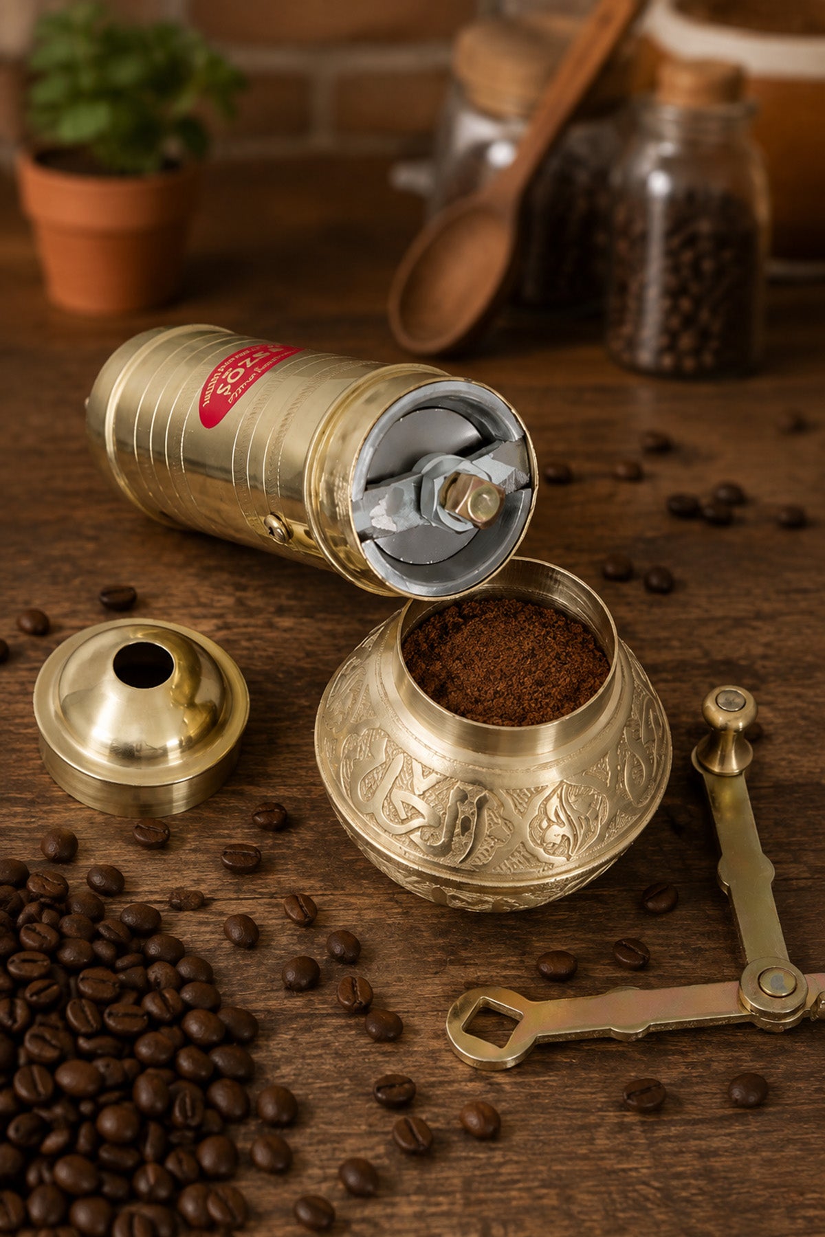 Sozen Handmade Brass Coffee Grinder – 19 cm / 7,5 Inch