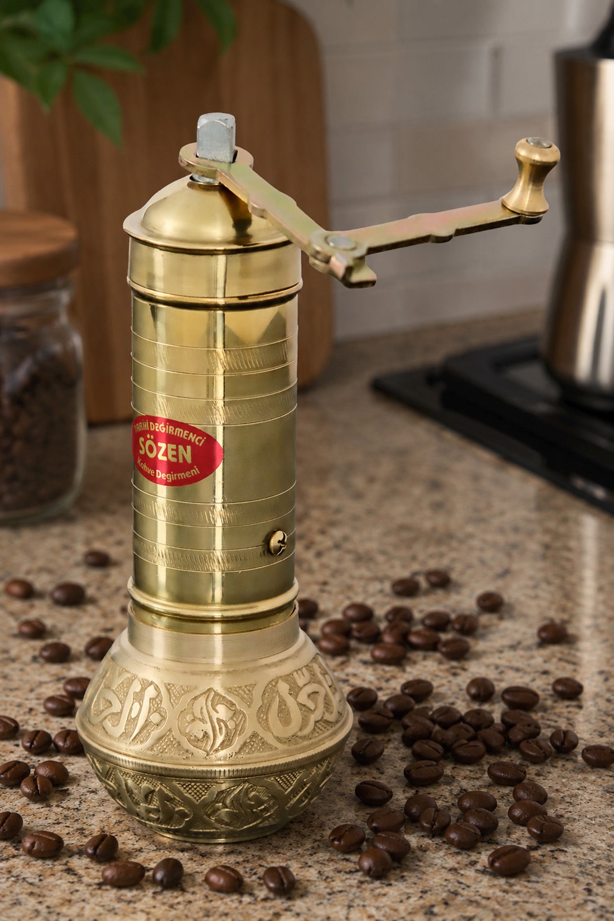 Sozen Handmade Brass Coffee Grinder – 19 cm / 7,5 Inch