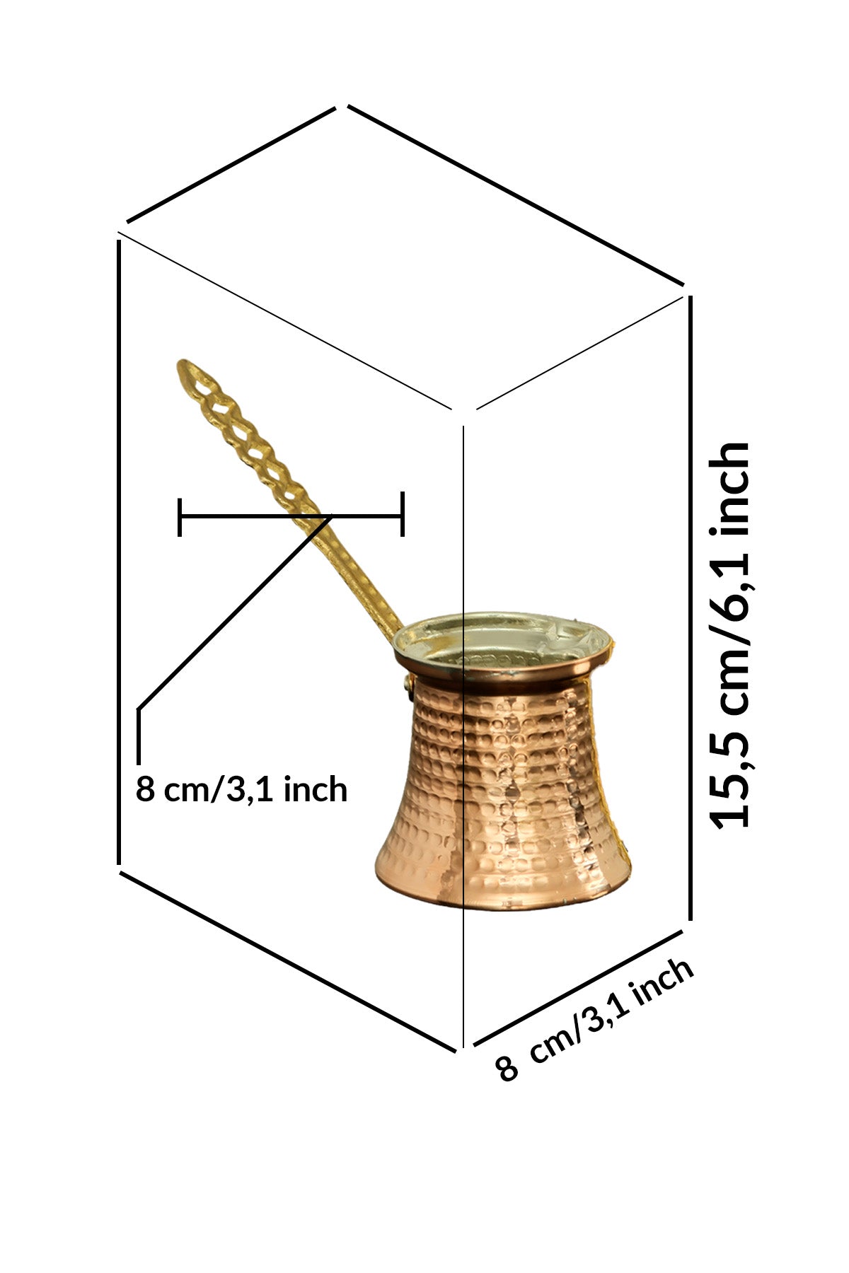 Sozen Brass Coffee Grinder & Copper Cezve Set – 4-Cup Turkish Coffee