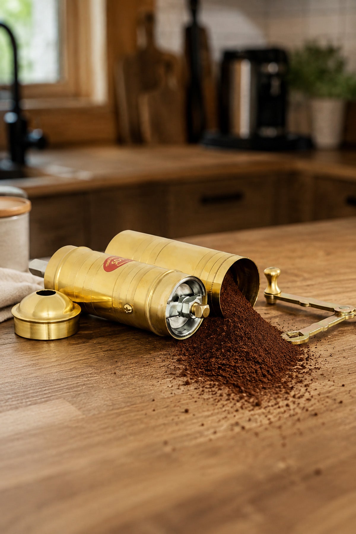 Sozen Handmade Brass Coffee Grinder – 23 cm / 9.2 Inch