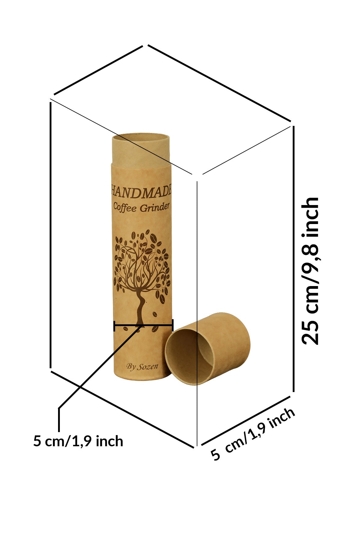 Sozen Handmade Brass Coffee Grinder – 23 cm / 9.2 Inch