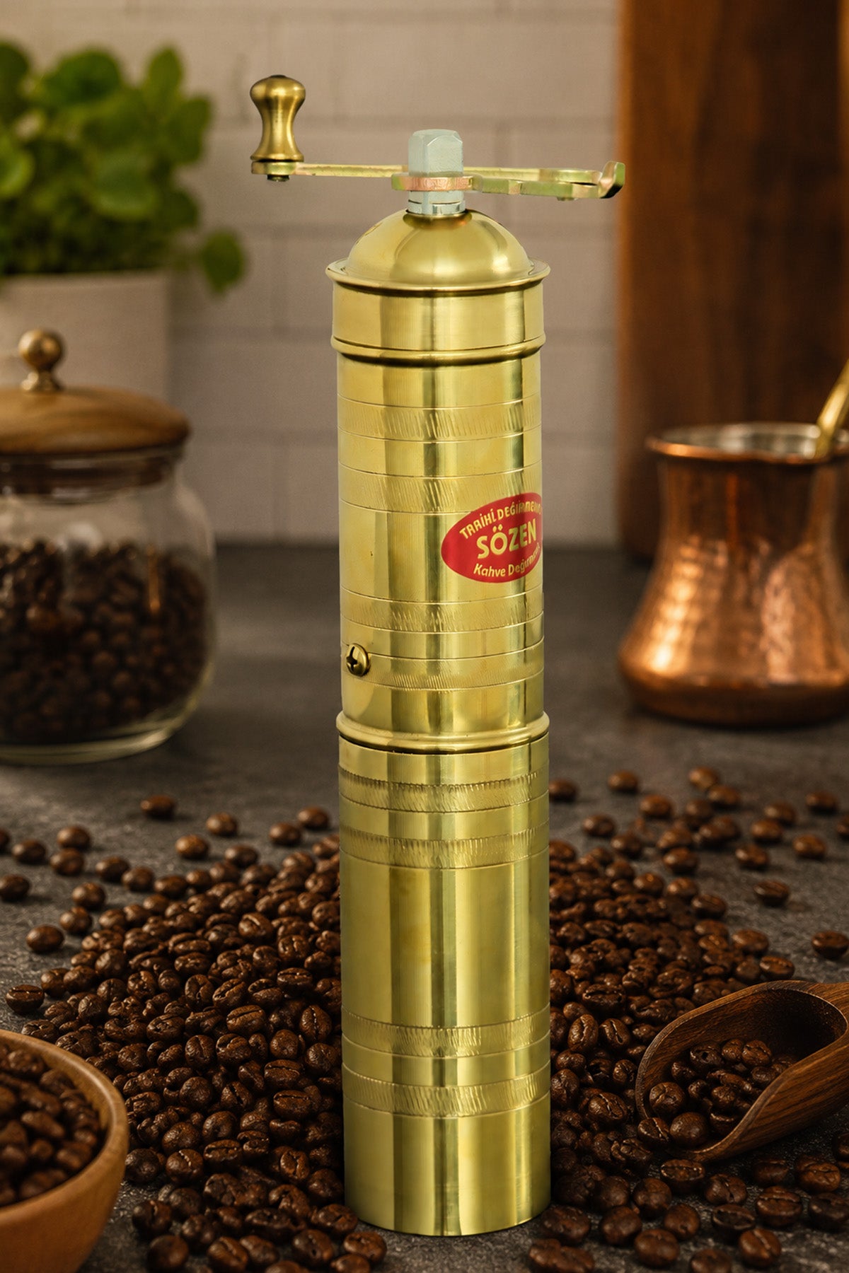 Sozen Handmade Brass Coffee Grinder – 23 cm / 9.2 Inch