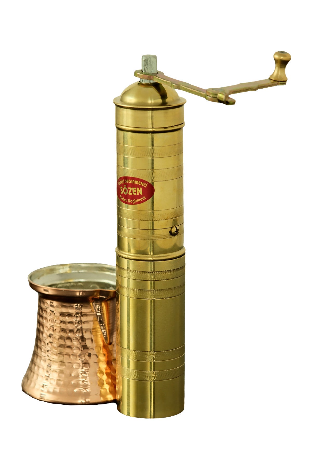 Sozen Brass Coffee Grinder & Copper Cezve Set – 23 cm - 9,2 Inch