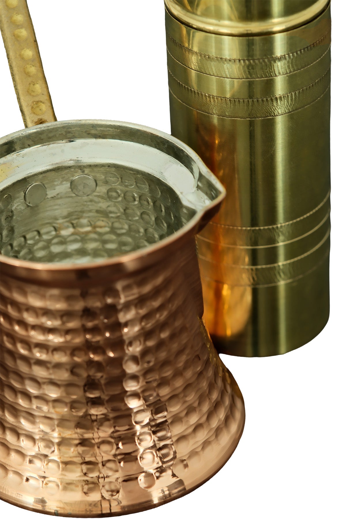 Sozen Brass Coffee Grinder & Copper Cezve Set – 23 cm - 9,2 Inch
