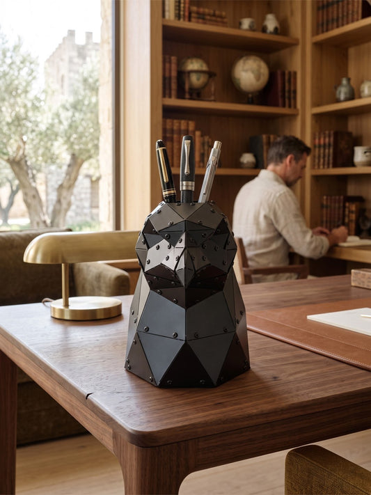 Eagle Head — Matte Black Metal Sculpture & Pen Holder