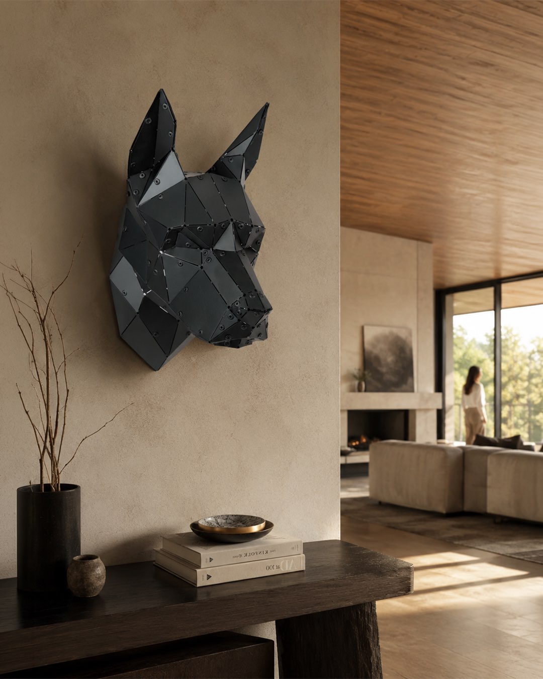 Doberman Head — Small Size Matte Black Metal Wall Sculpture
