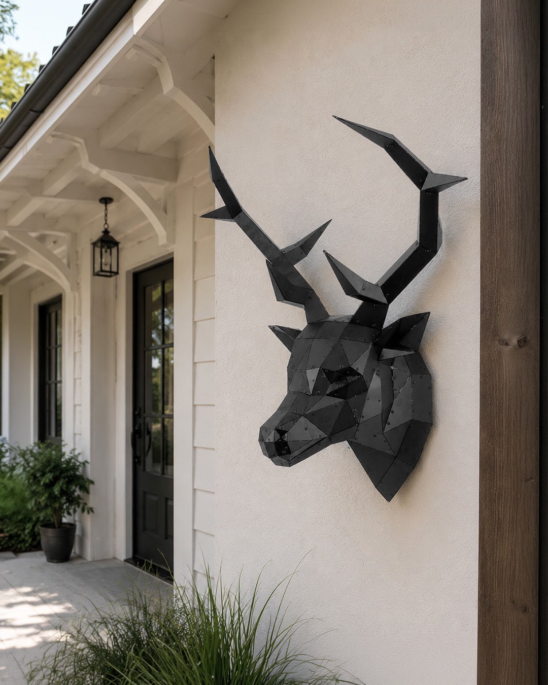 Deer Head — Medium Size Matte Black Metal Wall Sculpture