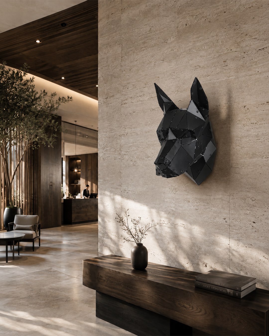 Doberman Head — Small Size Matte Black Metal Wall Sculpture