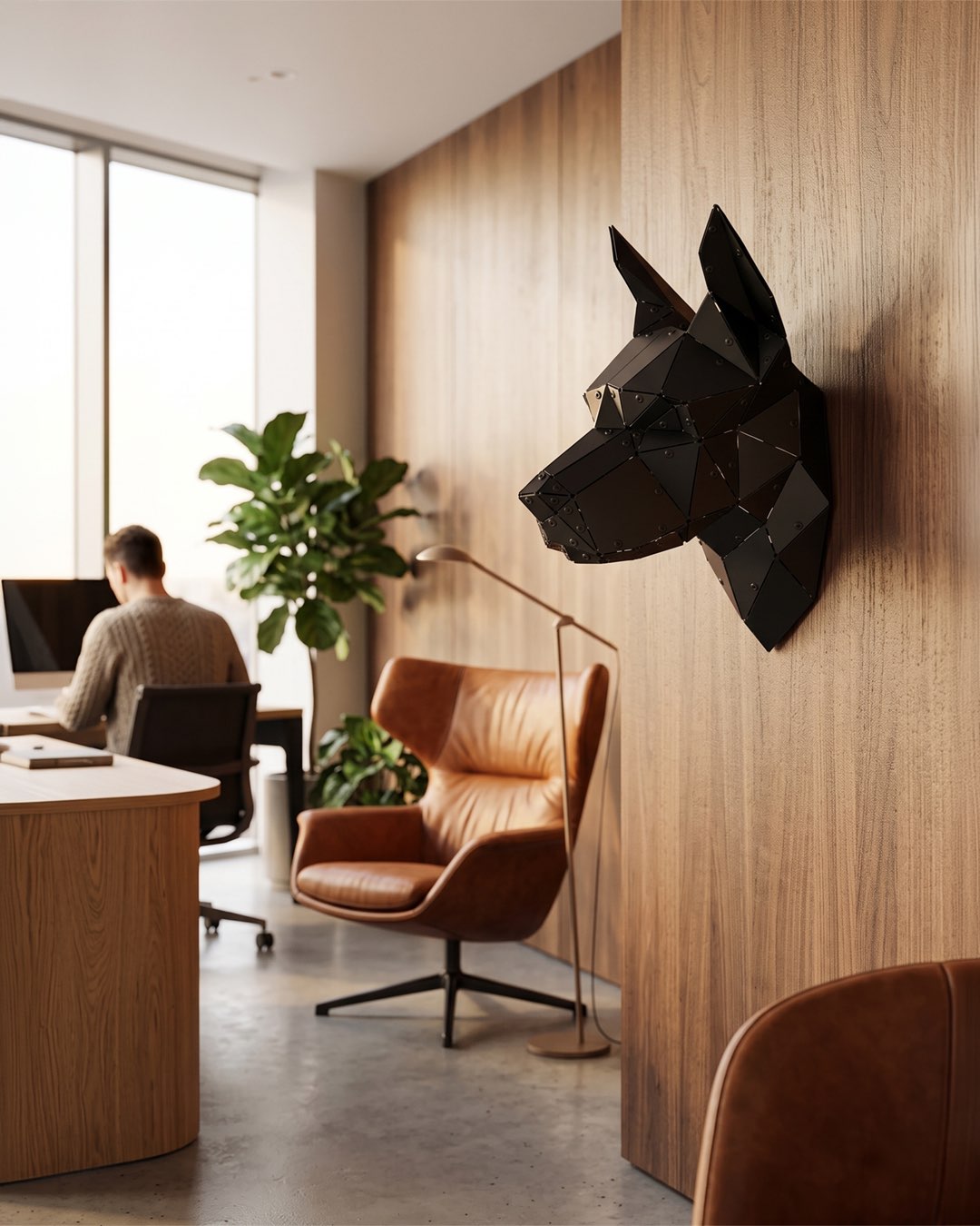 Doberman Head — Small Size Matte Black Metal Wall Sculpture