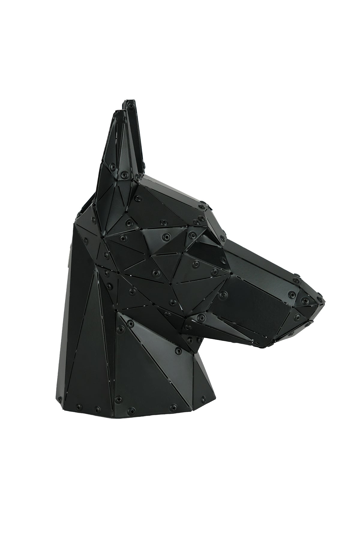 Doberman Head — Matte Black Metal Sculpture & Pen Holder