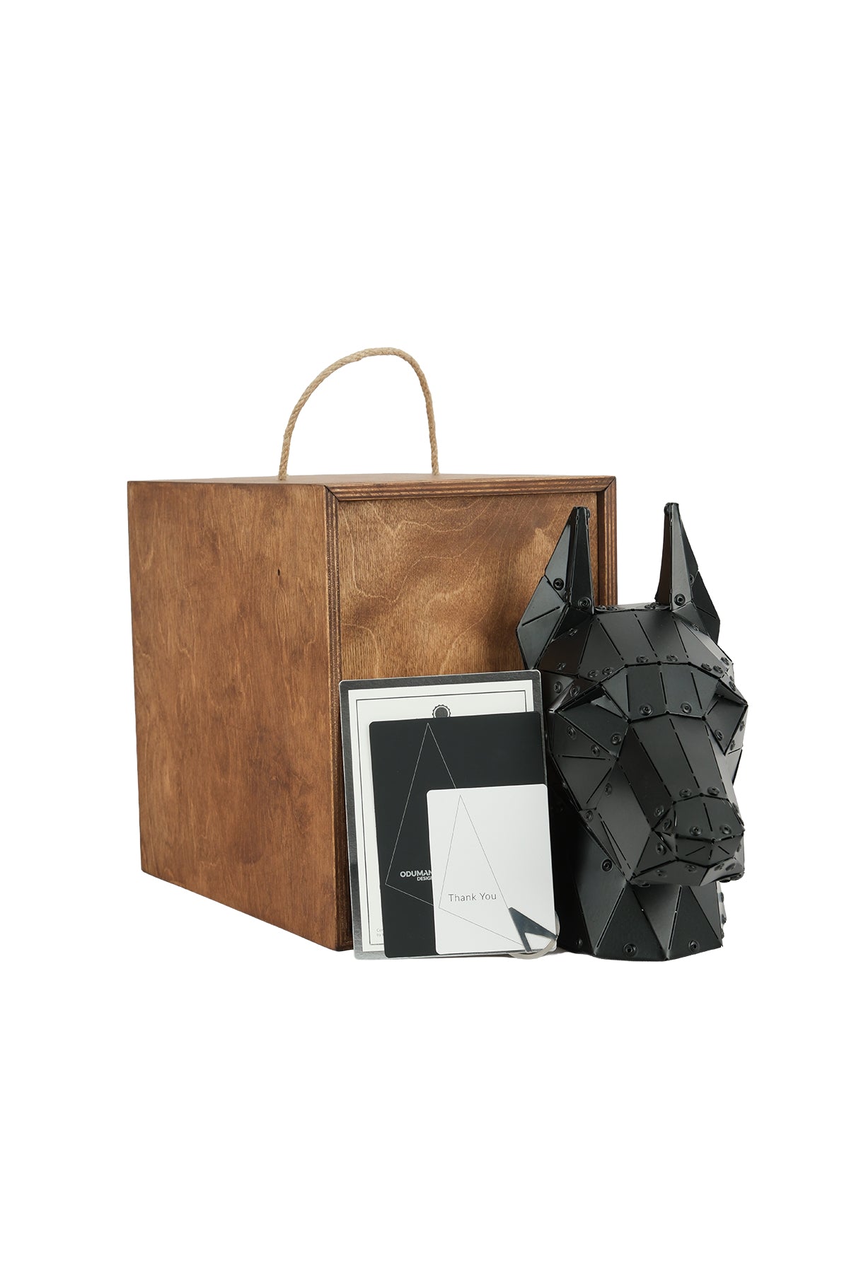 Doberman Head — Matte Black Metal Sculpture & Pen Holder