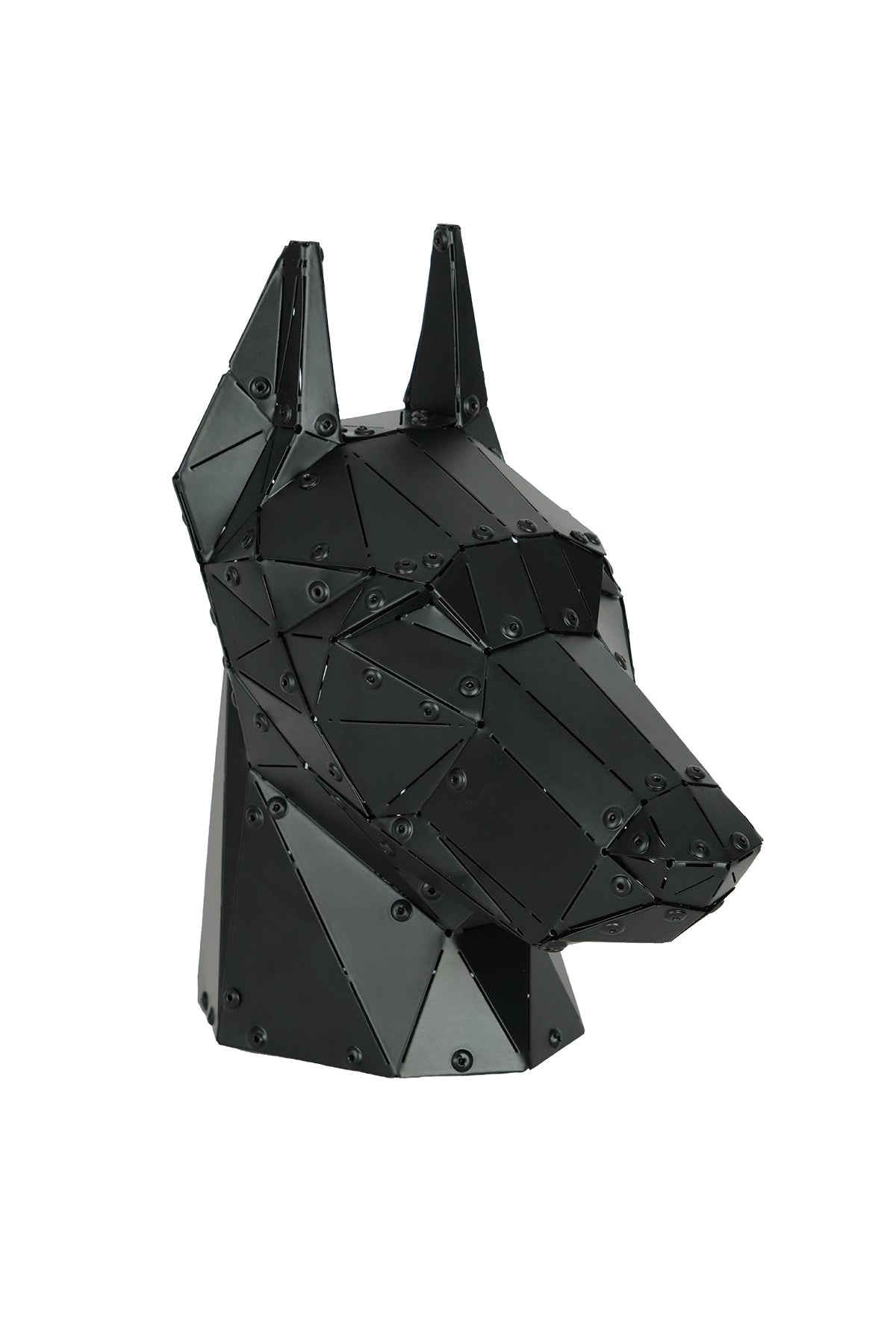 Doberman Head — Matte Black Metal Sculpture & Pen Holder