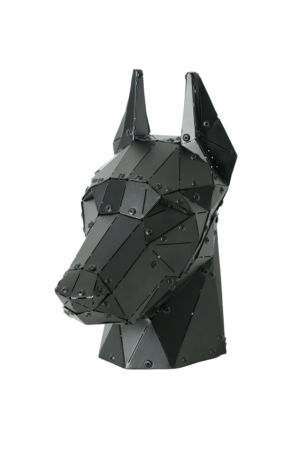 Doberman Head — Matte Black Metal Sculpture & Pen Holder