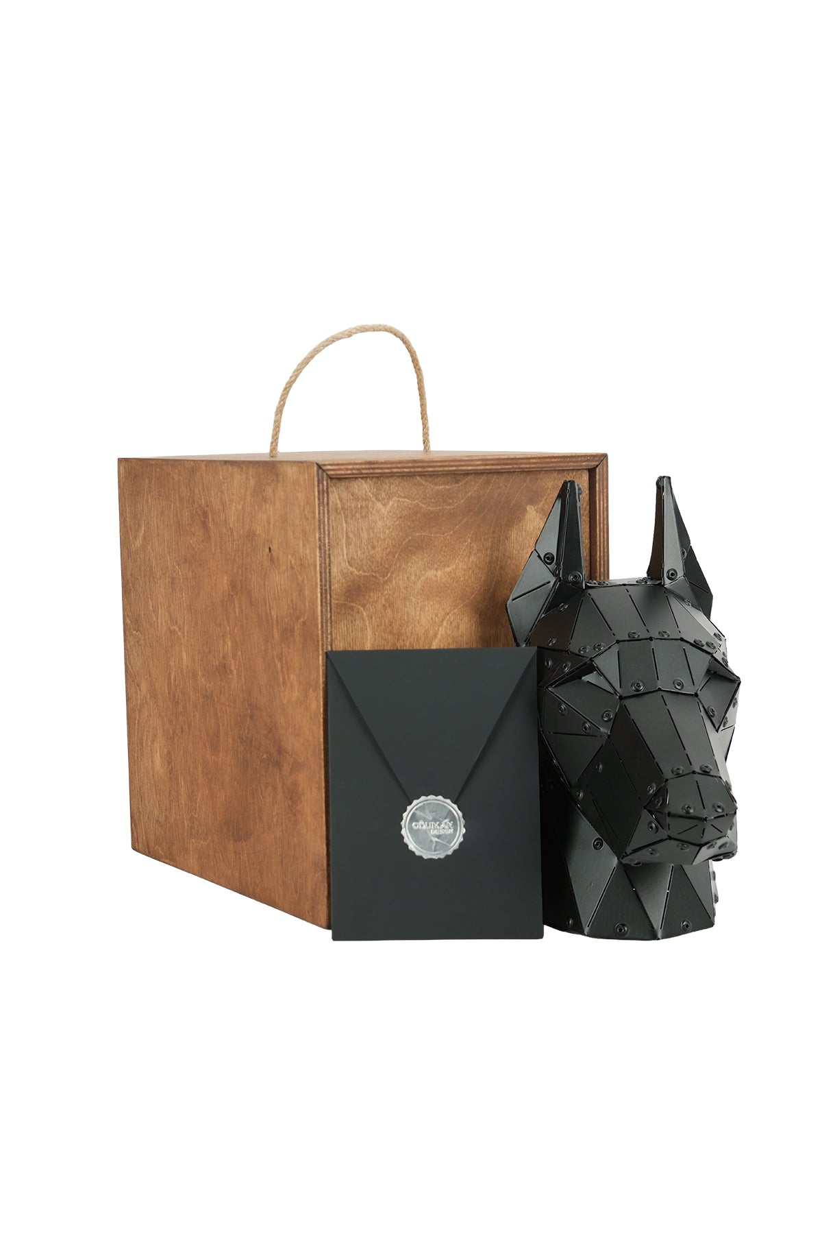 Doberman Head — Matte Black Metal Sculpture & Pen Holder