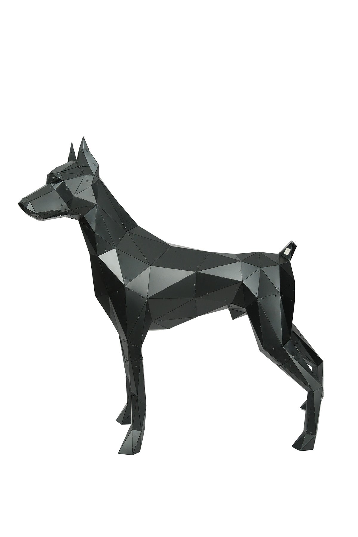 Standing Doberman — Large Matte Black Metal Floor Sculpture