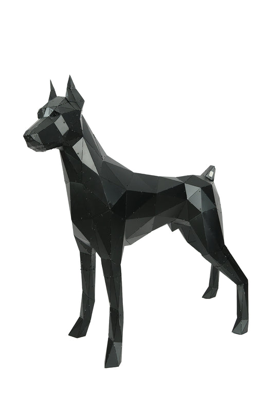 Standing Doberman — Large Matte Black Metal Floor Sculpture