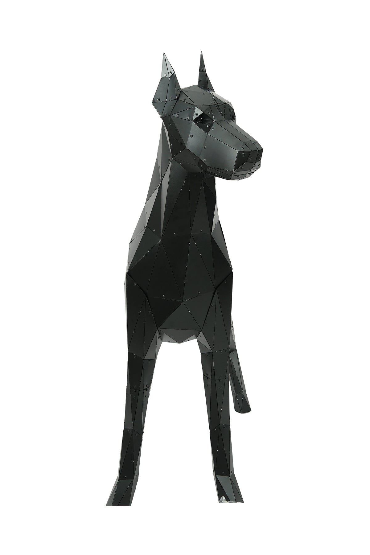 Standing Doberman — Large Matte Black Metal Floor Sculpture