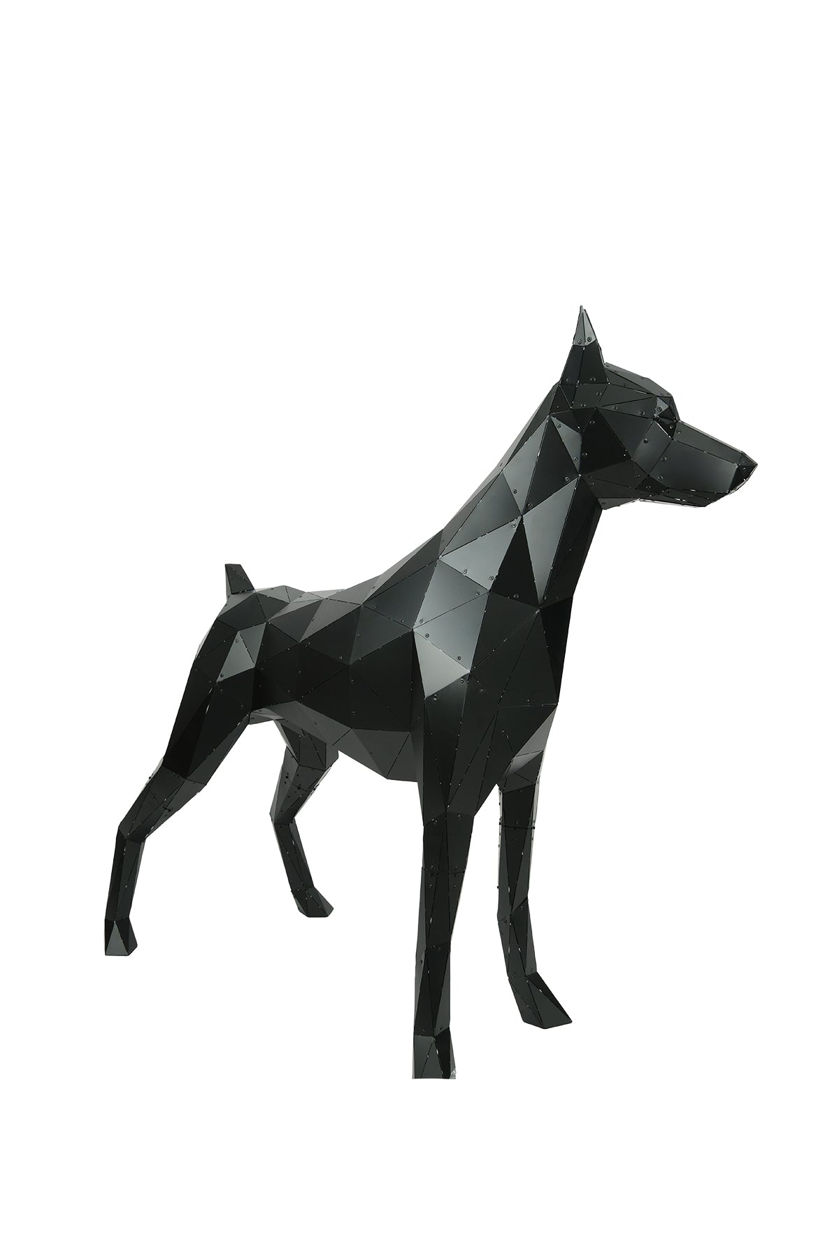 Standing Doberman — Large Matte Black Metal Floor Sculpture