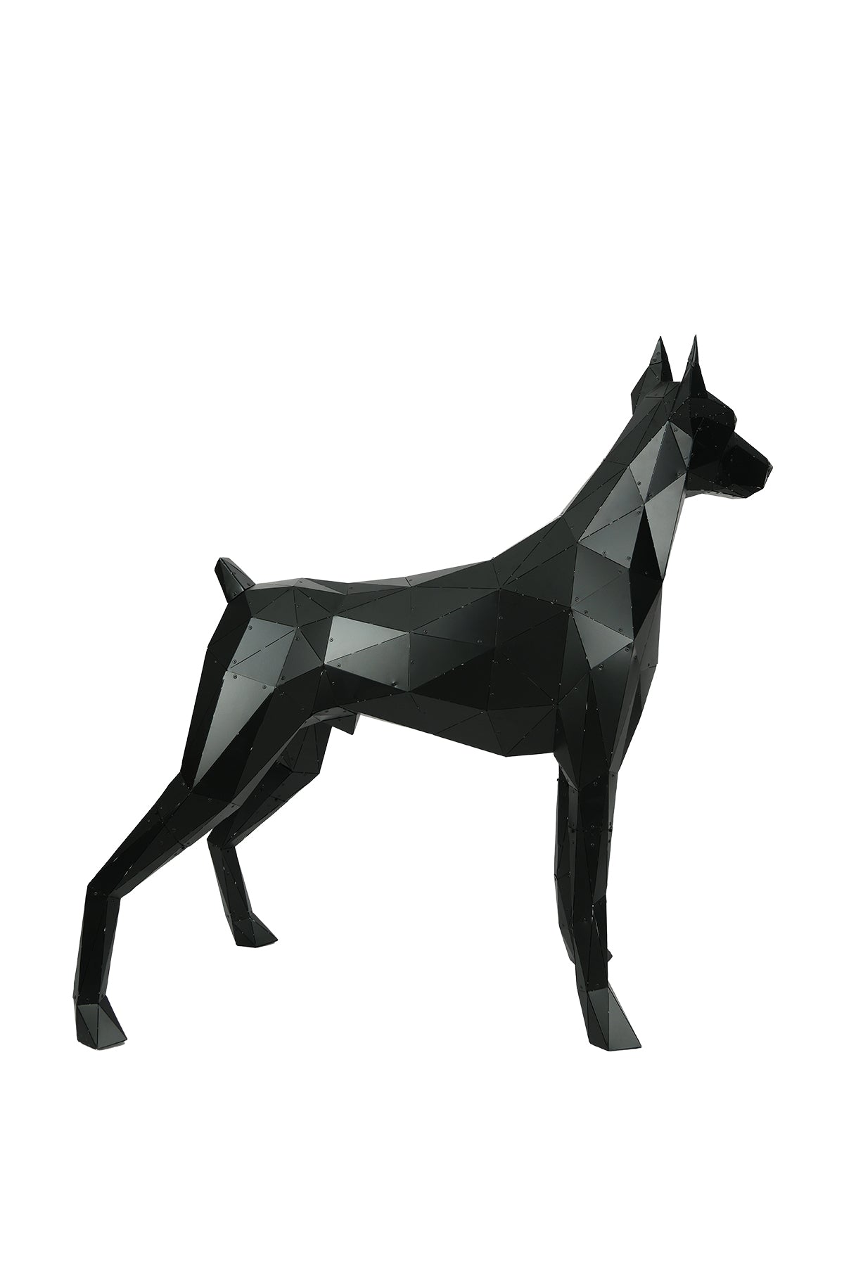 Standing Doberman — Large Matte Black Metal Floor Sculpture