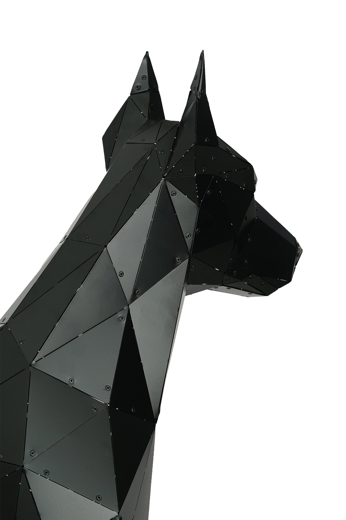 Standing Doberman — Large Matte Black Metal Floor Sculpture