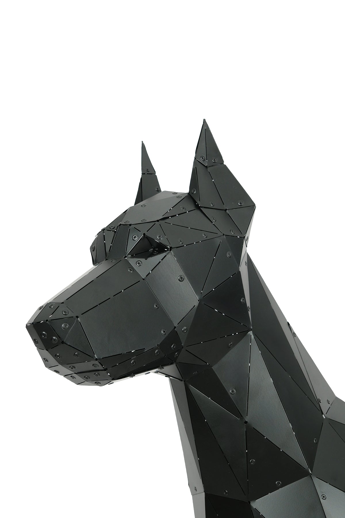 Standing Doberman — Large Matte Black Metal Floor Sculpture