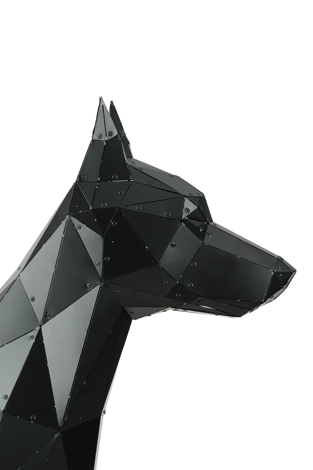 Standing Doberman — Large Matte Black Metal Floor Sculpture