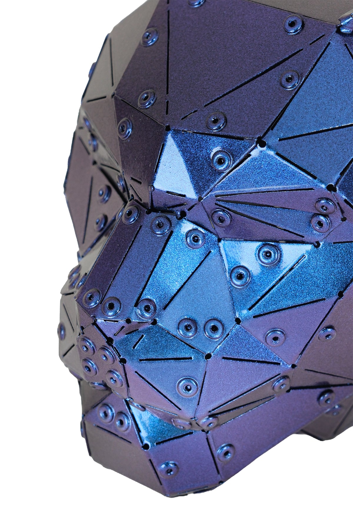 Cat Head — Iridescent Purple Metal Sculpture & Pen Holder