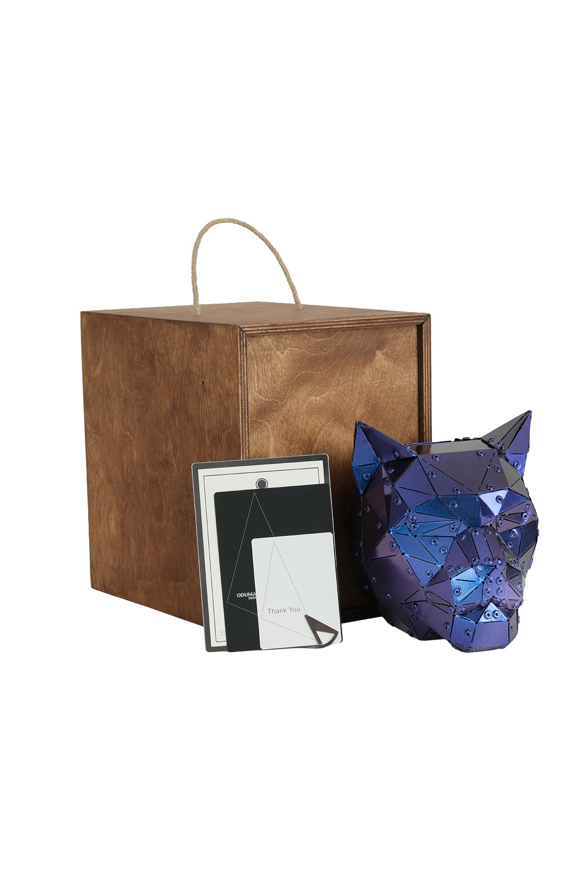 Cat Head — Iridescent Purple Metal Sculpture & Pen Holder