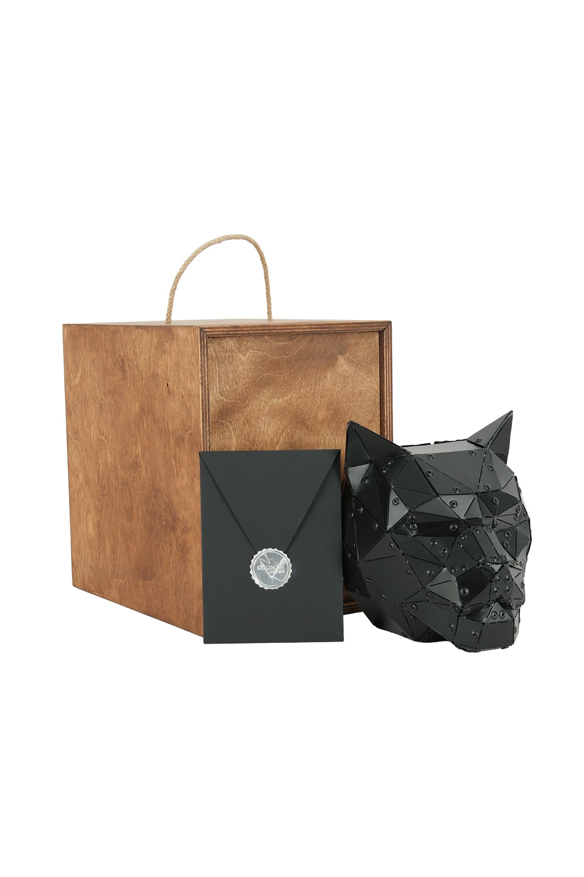 Cat Head — Matte Black Metal Sculpture & Pen Holder