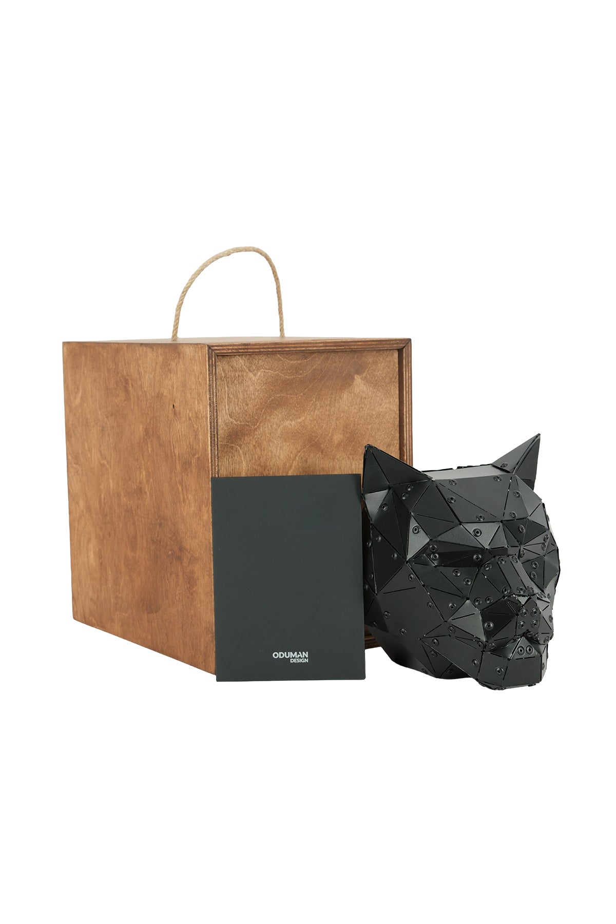 Cat Head — Matte Black Metal Sculpture & Pen Holder