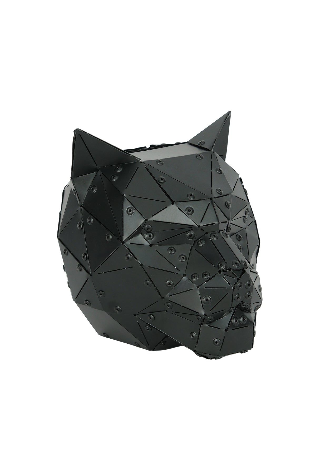 Cat Head — Matte Black Metal Sculpture & Pen Holder