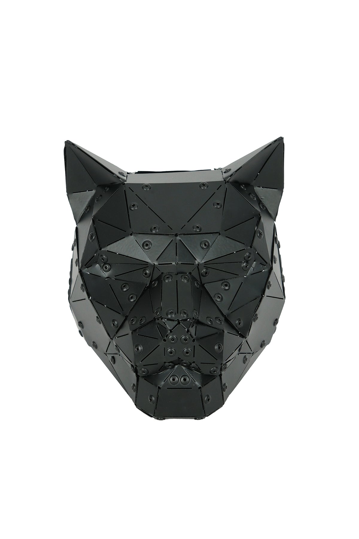 Cat Head — Matte Black Metal Sculpture & Pen Holder