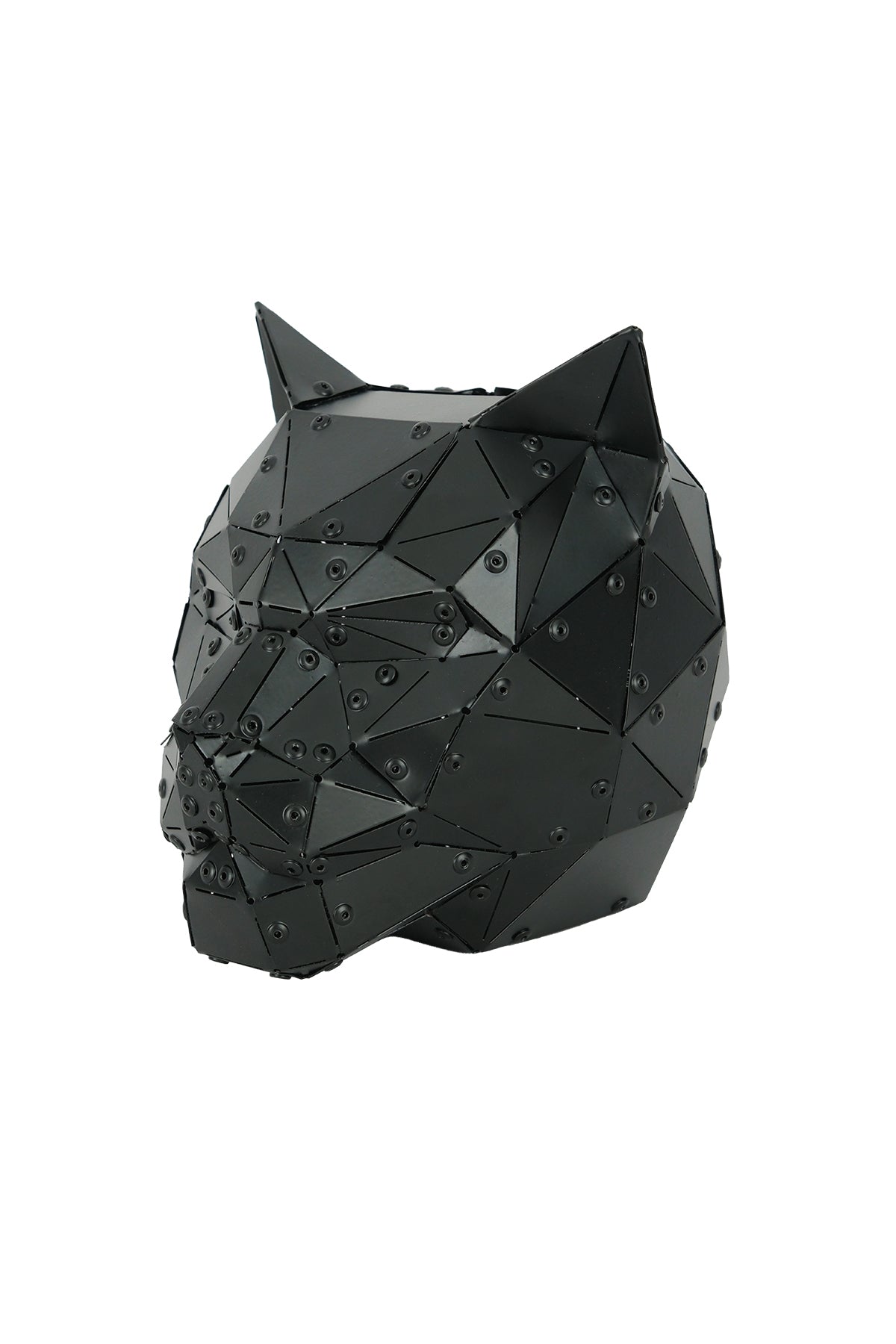 Cat Head — Matte Black Metal Sculpture & Pen Holder