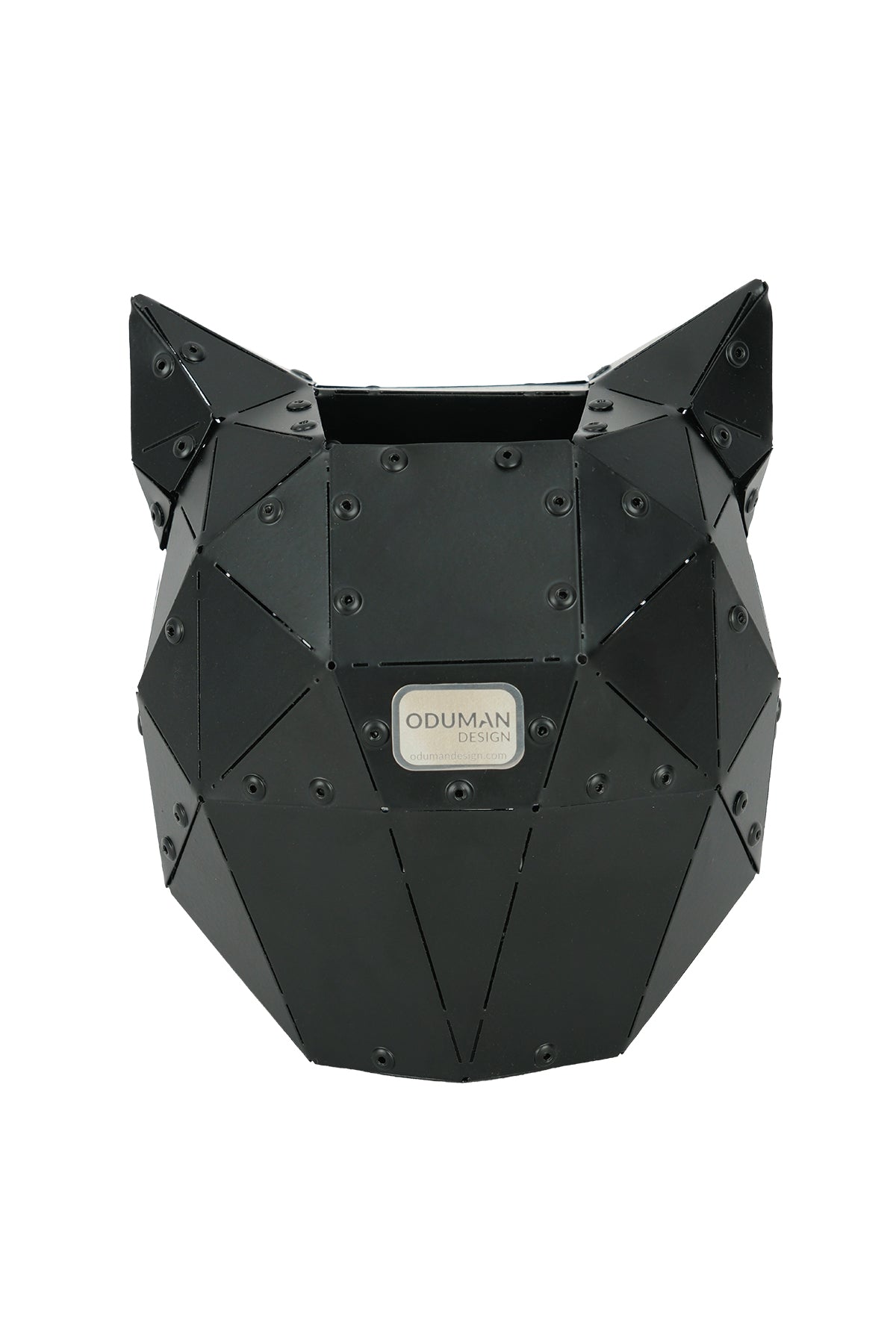 Cat Head — Matte Black Metal Sculpture & Pen Holder