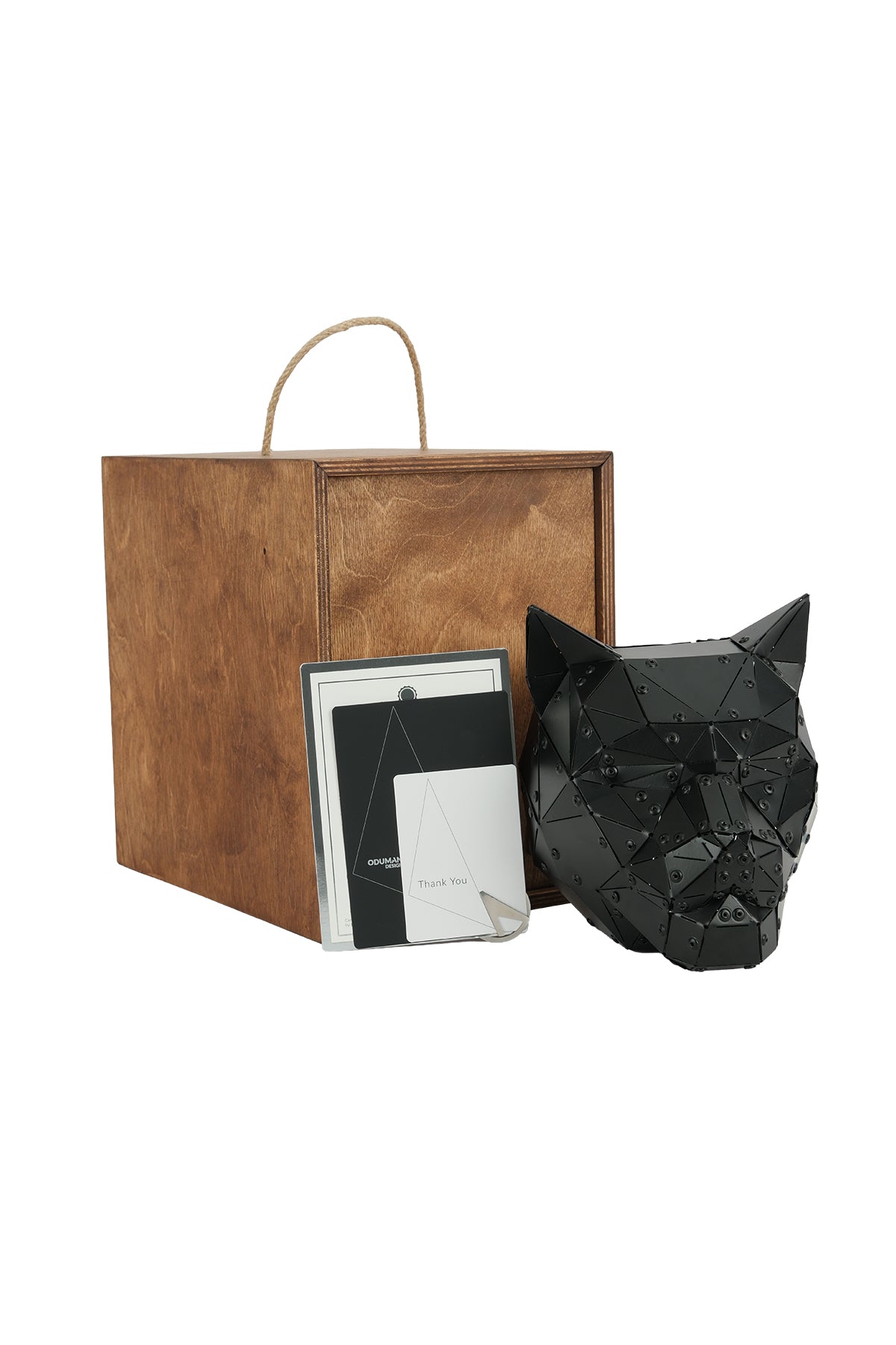 Cat Head — Matte Black Metal Sculpture & Pen Holder