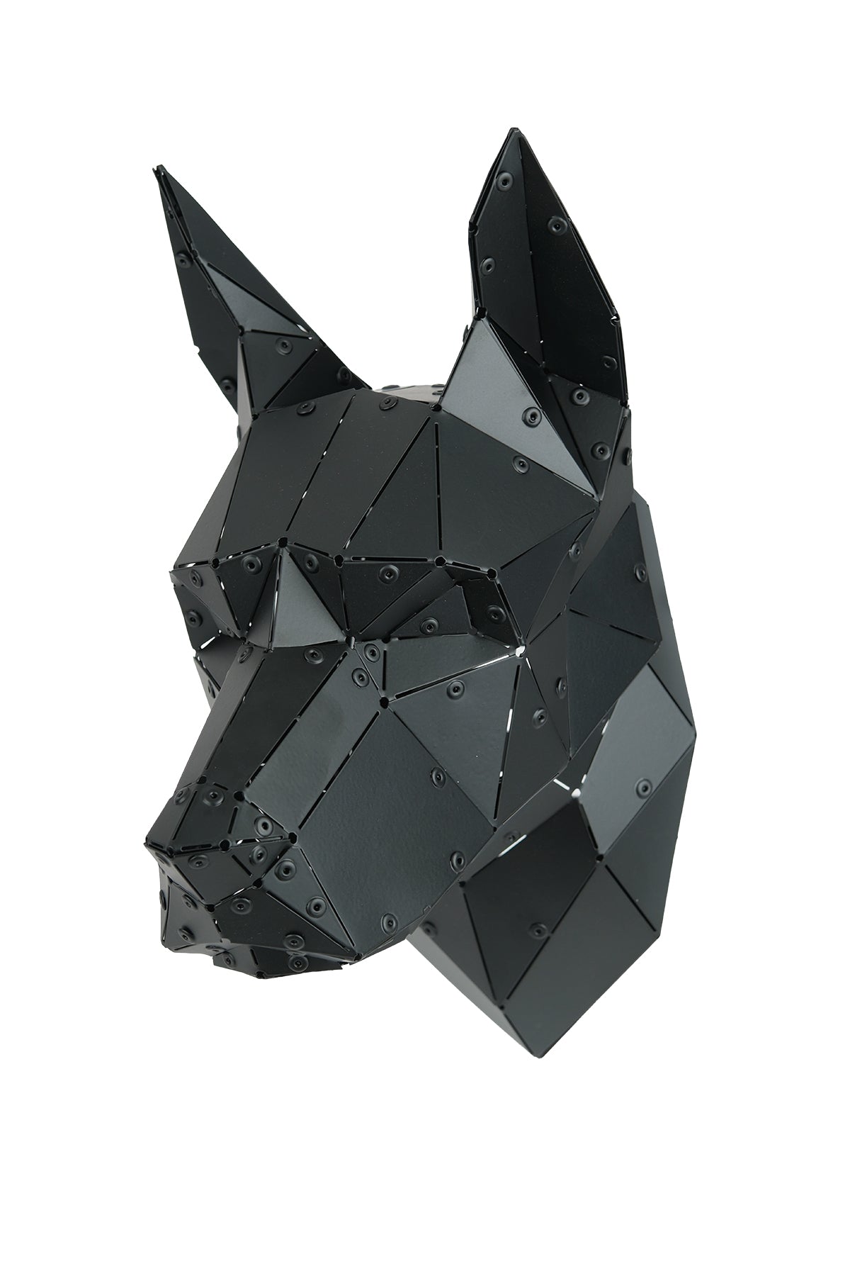 Doberman Head — Small Size Matte Black Metal Wall Sculpture