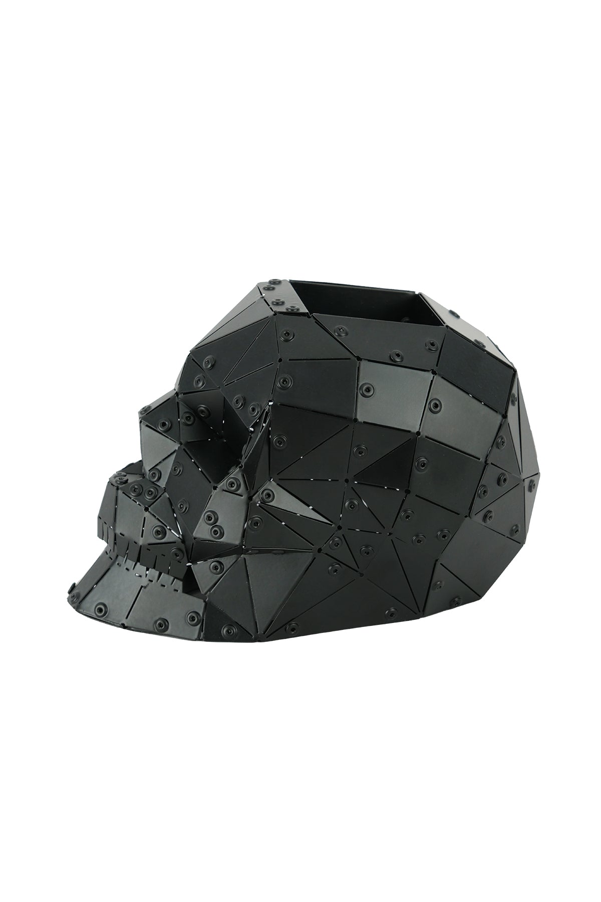 Skull — Matte Black Metal Sculpture & Pen Holder