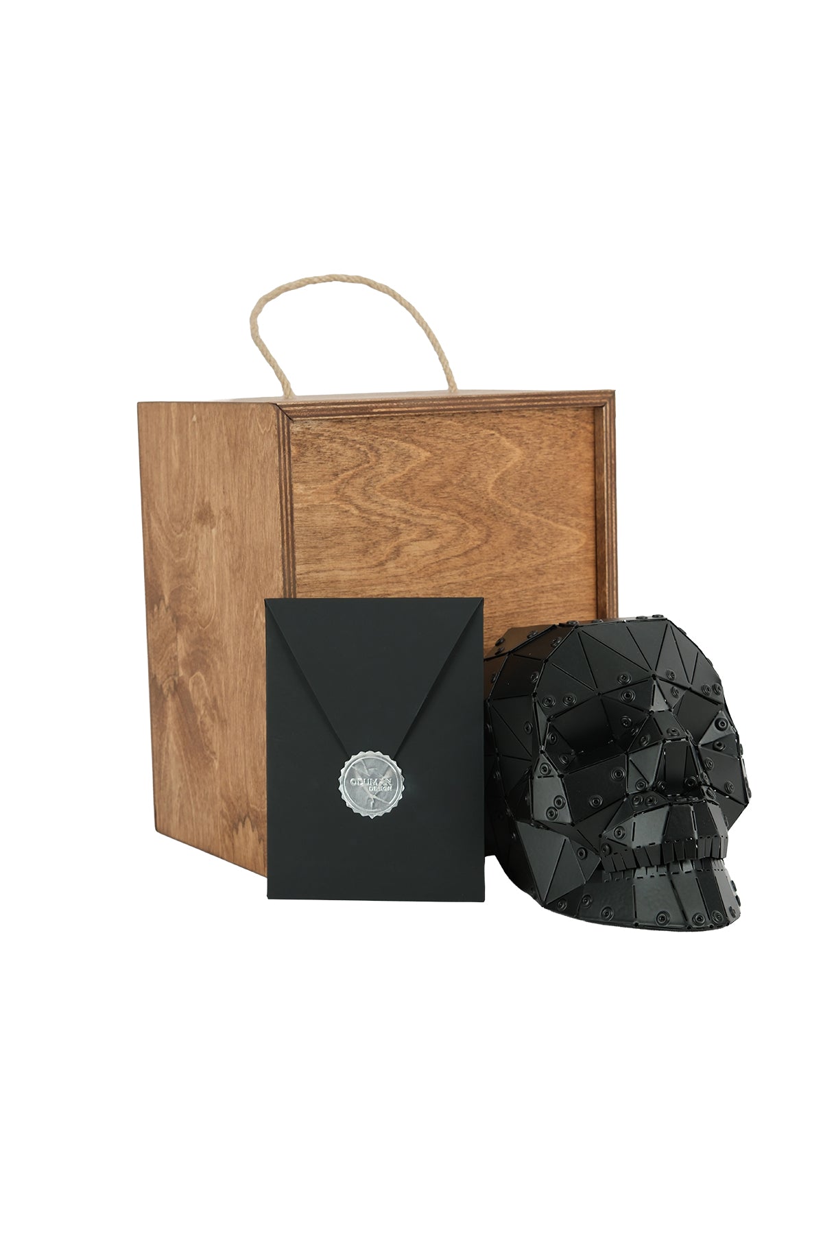 Skull — Matte Black Metal Sculpture & Pen Holder